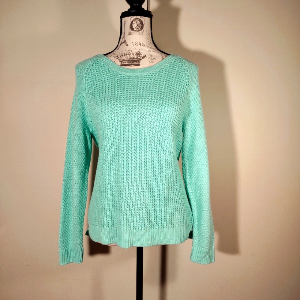 "Sonoma" knit Sweater, size PL, (Petite Large), vibrant mint green, NWOT,